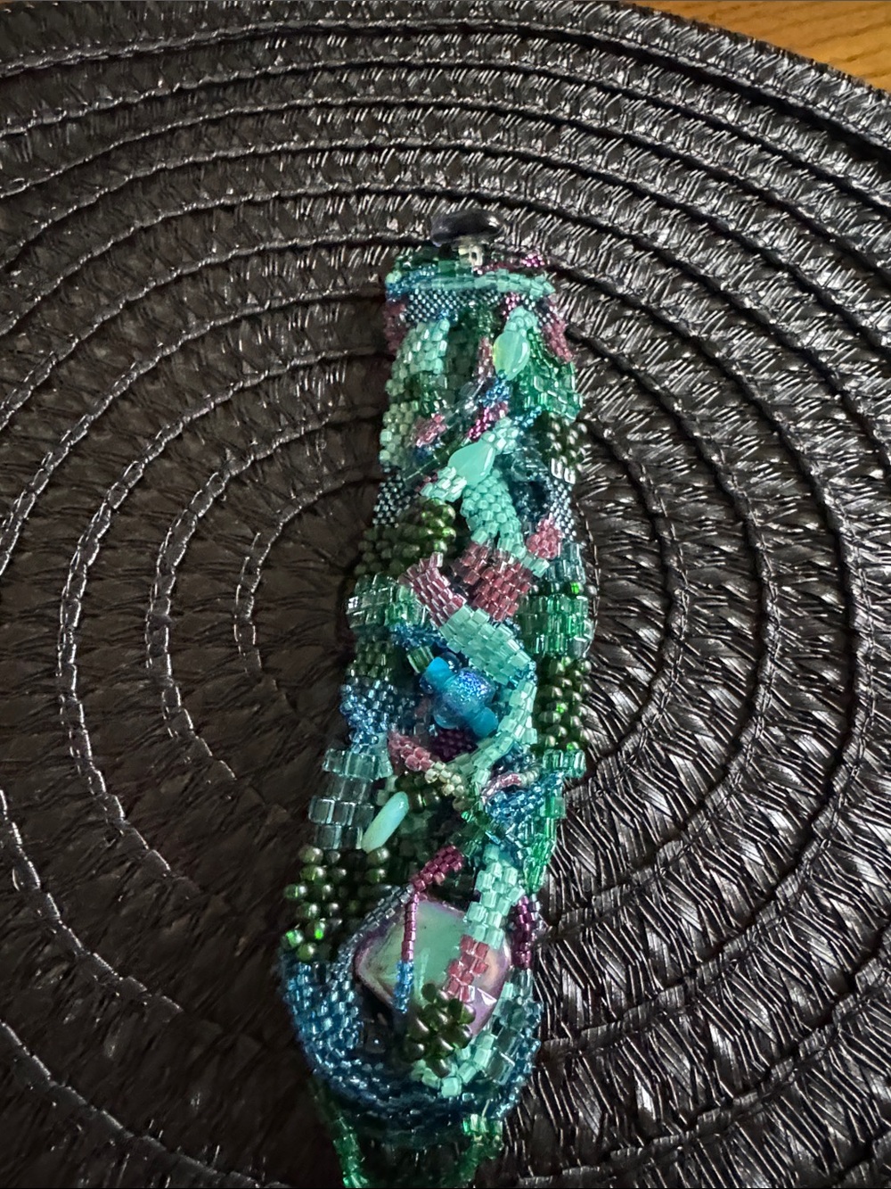 Handcrafted Multicolor Beaded Bracelet - Green & Teal